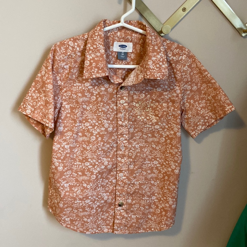 Toddler Boys 5T Old Navy Short Sleeve Dress Shirt - Peach